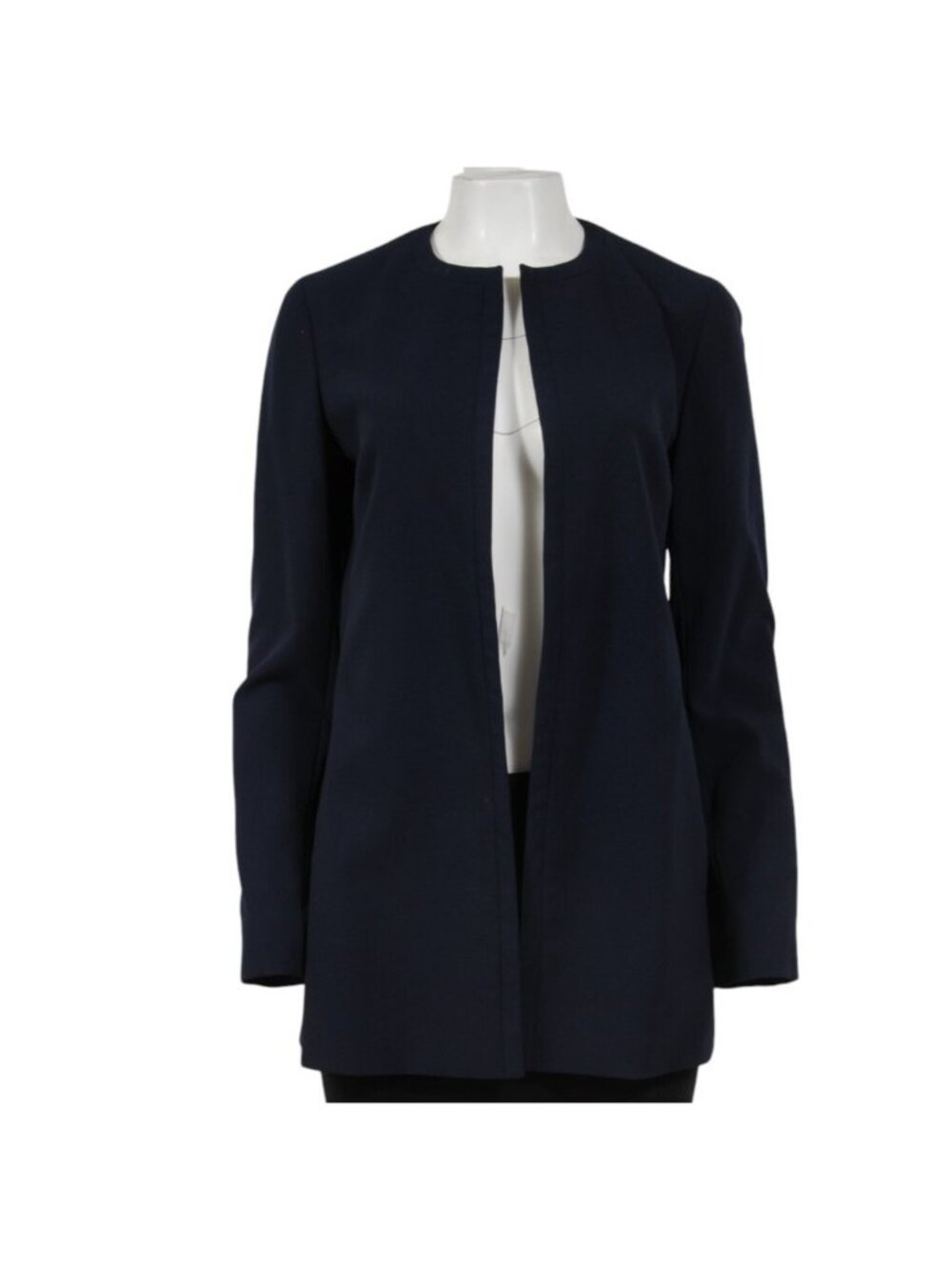 Lafayette 148 Women Jacket Size US 4 Navy Blue Wool Stretch Coat Kimono Blouse
